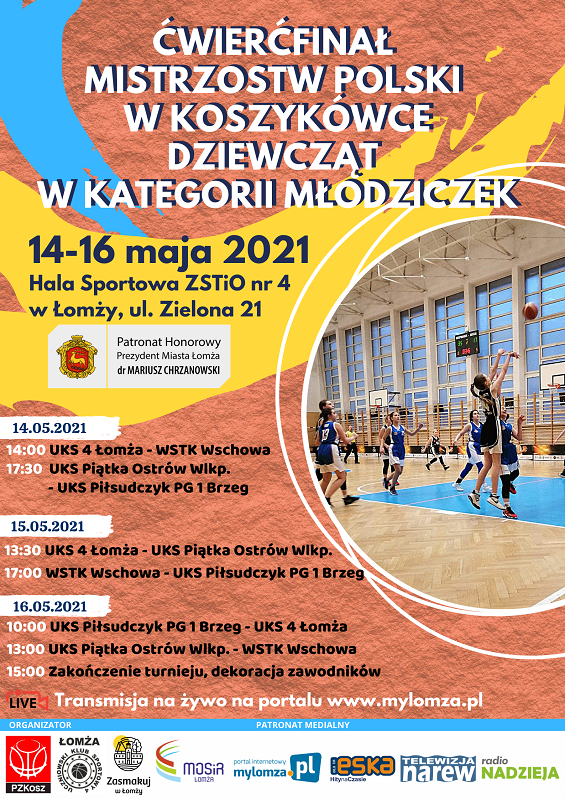 plakat Ćwierćfinał Mistrzostw Polski w Koszykówce Dziewcząt w kategorii młodziczka