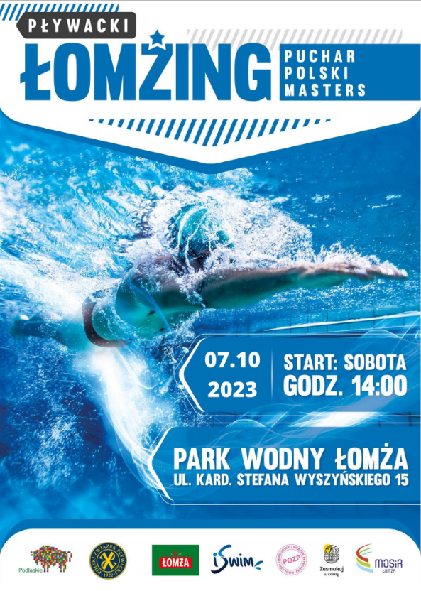 plakat Plywacki Łomżing, zawodnik płynący pod wodą