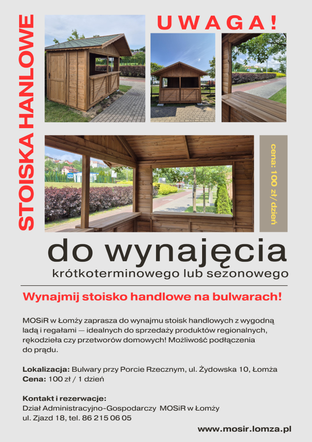 zdjęcia stoisk handlowych, domki handlowe, oferta na wynajem