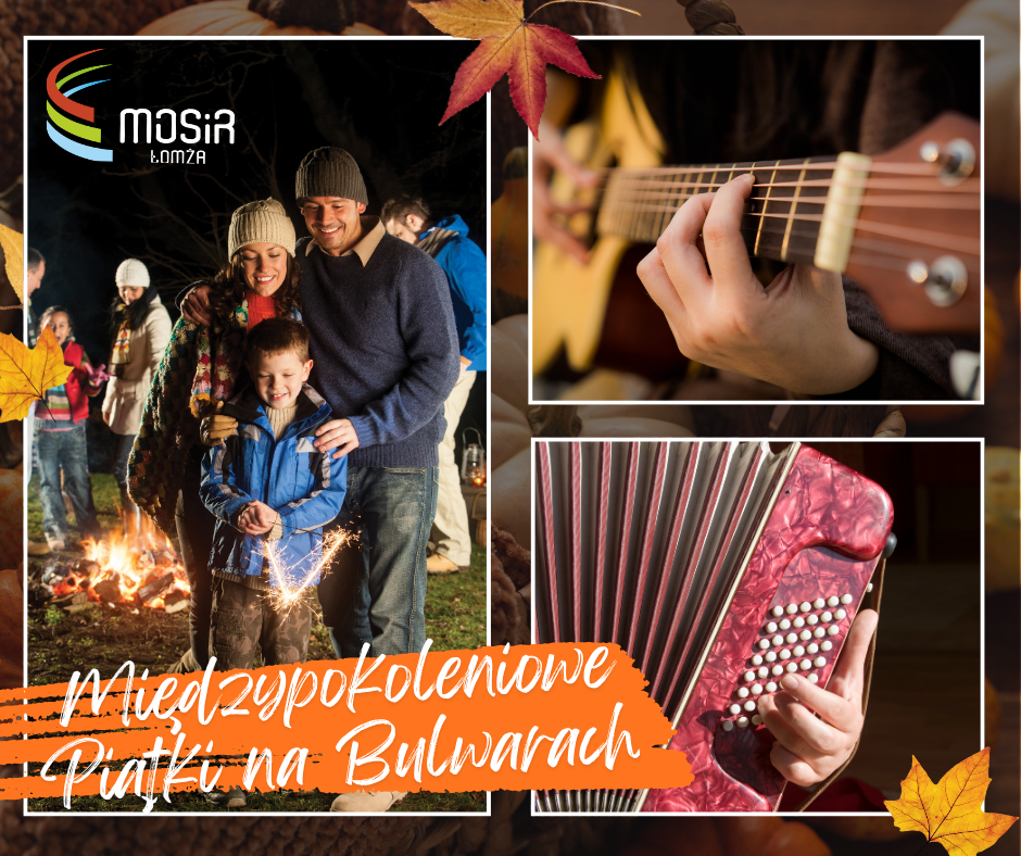 rodzina przy ognisku, akordeon, gitara